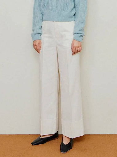 Aude Turn Up Cuff Straight Pants Ivory - LESEIZIEME - BALAAN 1