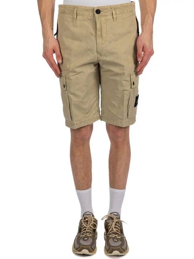 Logo Cotton Slim Cargo Shorts Beige - STONE ISLAND - BALAAN 2