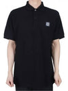 Logo Patch Short Sleeve Polo Shirt Black - STONE ISLAND - BALAAN 2