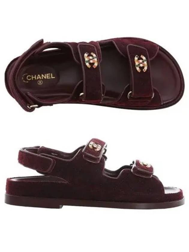 Logo velvet velcro red sandals 271018 - CHANEL - BALAAN 1