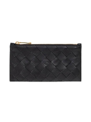 Intrecciato Zipper Long Card Wallet Black - BOTTEGA VENETA - BALAAN 1