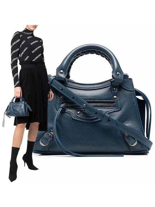 Neo Classic City Mini Leather Tote Bag Petrol Blue - BALENCIAGA - BALAAN 2