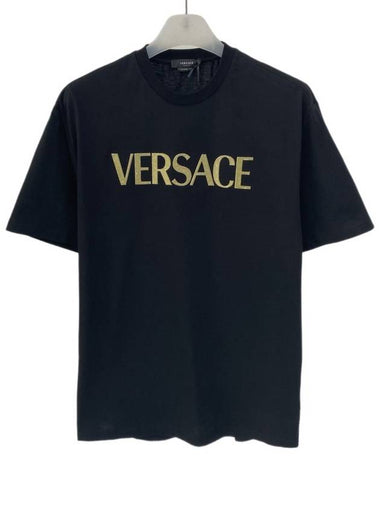 Pearl Gold English Logo Short Sleeve TShirt 1008466 - VERSACE - BALAAN 1