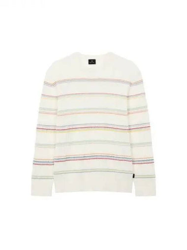 PS Stripe Pattern Crew Neck Sweater Cream 271941 - PAUL SMITH - BALAAN 1