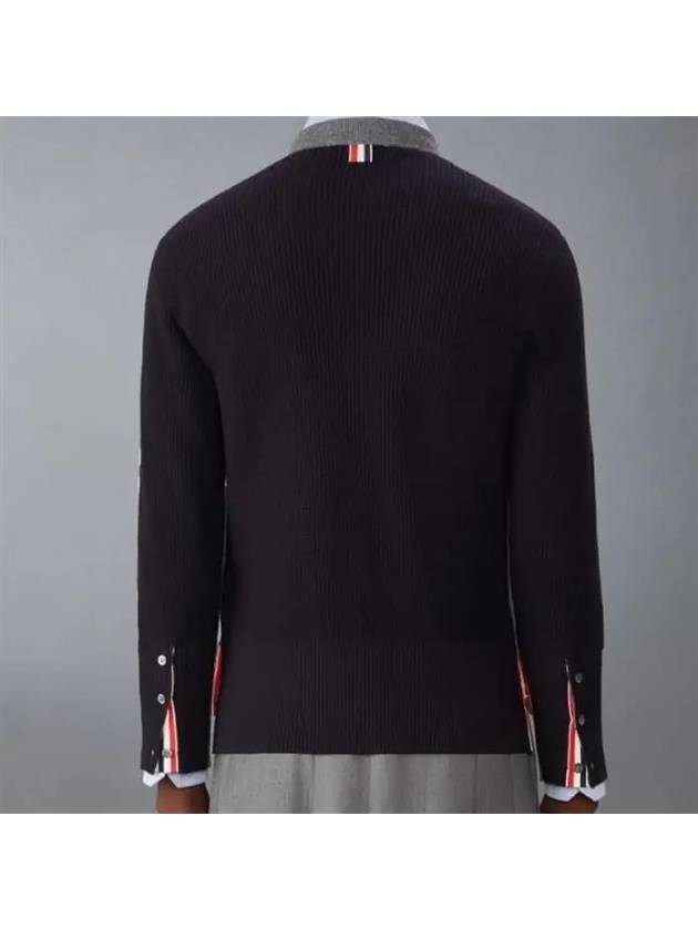 Rib Cuff Hem 4 Bar Virgin Wool Sweater Grey - THOM BROWNE - BALAAN 5