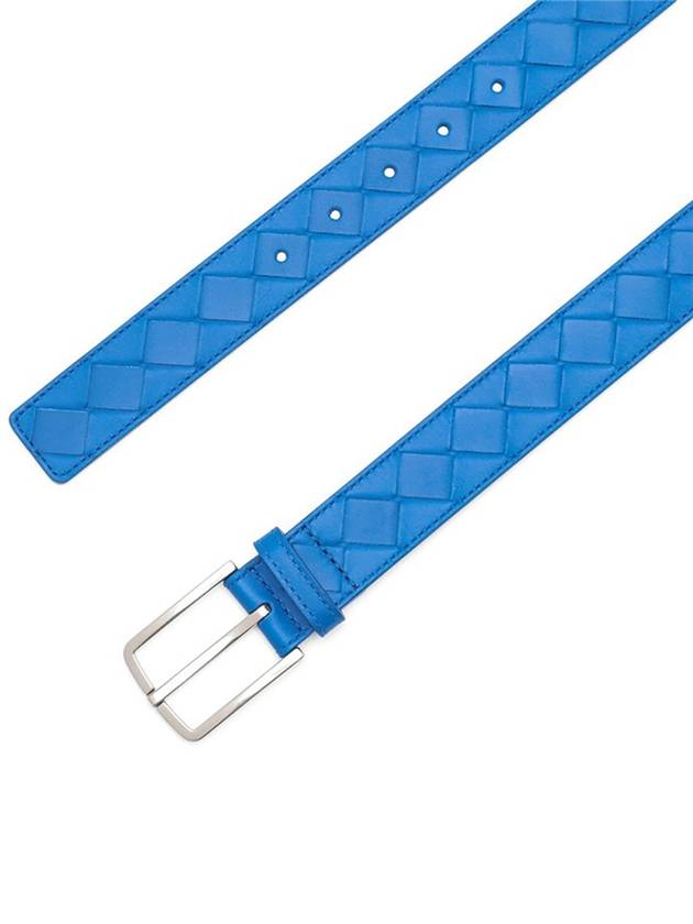 Intrecciato Leather Belt Blue - BOTTEGA VENETA - BALAAN 4