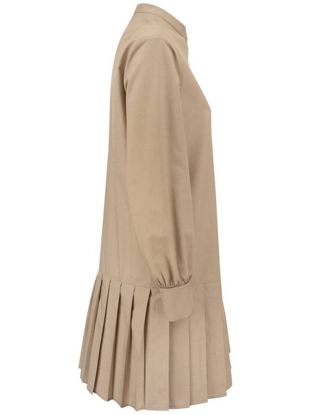 Monilli Cuffs Wool Cotton Long Sleeve Midi Dress Beige - FABIANA FILIPPI - BALAAN 4