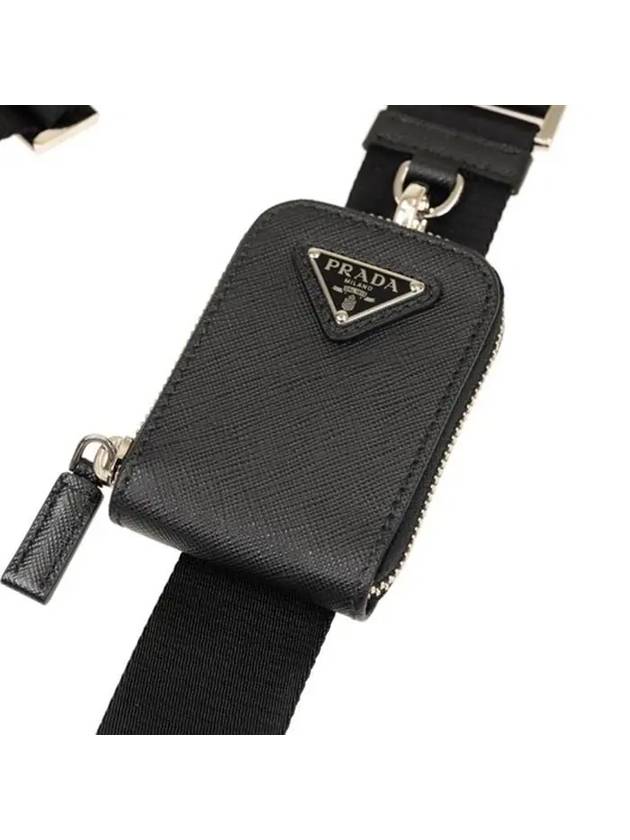 triangle logo leather shoulder bag black - PRADA - BALAAN 8