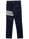 Diagonal Unconstructed Chino Straight Pants Navy - THOM BROWNE - BALAAN 3