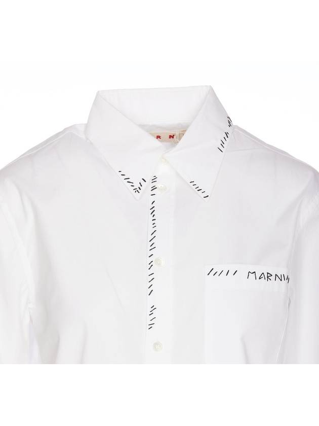 Women's Logo Embroidered Long Sleeve Shirt White - MARNI - BALAAN 6