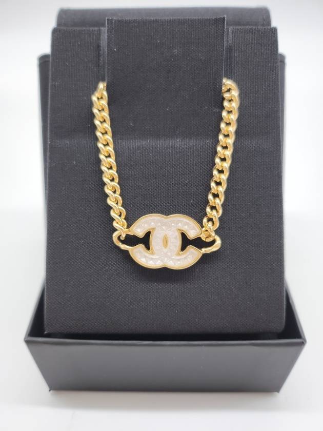 White CC logo gold chain choker necklace ABD830 - CHANEL - BALAAN 2