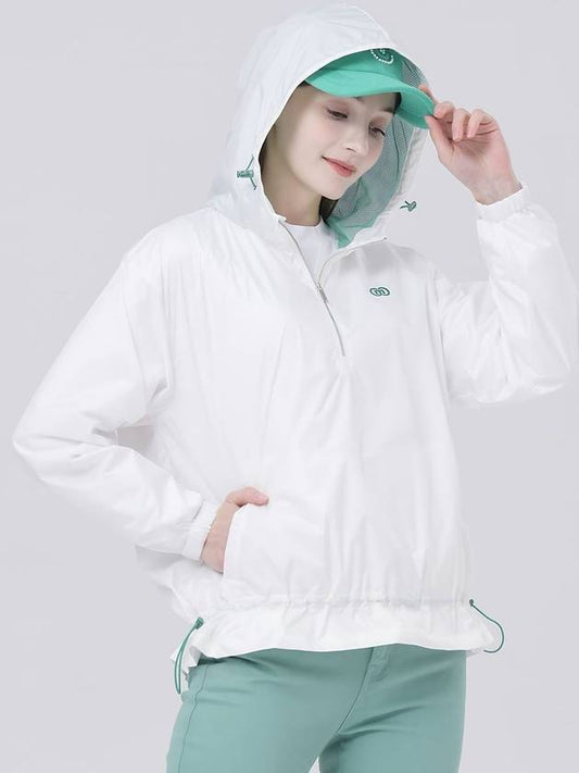 Hooded Zip-up Anorak Packable High Function Waterproof White Rain Jacket DO3222WB41-1 - DOYOUKNOWMC GOLF WEAR - BALAAN 1