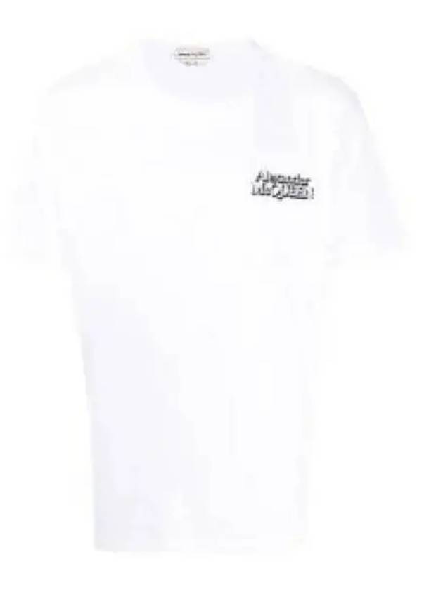 Men's Logo Embroidery Short Sleeve T-Shirt White - ALEXANDER MCQUEEN - BALAAN 2