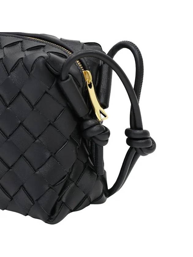 Intrecciato Loop Small Leather Cross Bag Black - BOTTEGA VENETA - BALAAN 4