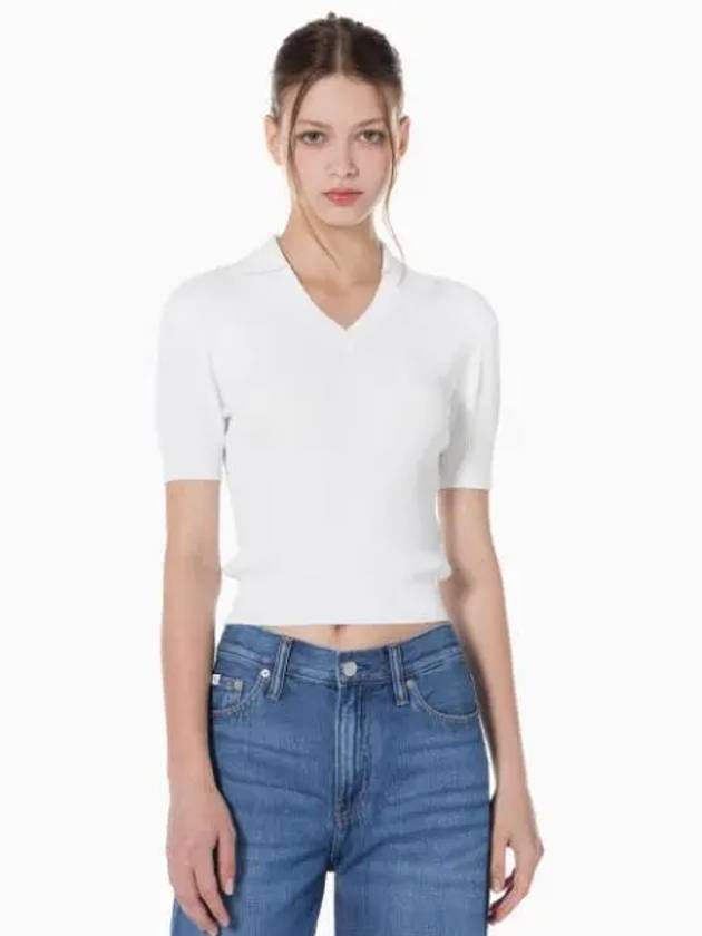 Jeans Sensual Lip Baby Fit Polo Shirt White - CALVIN KLEIN - BALAAN 2