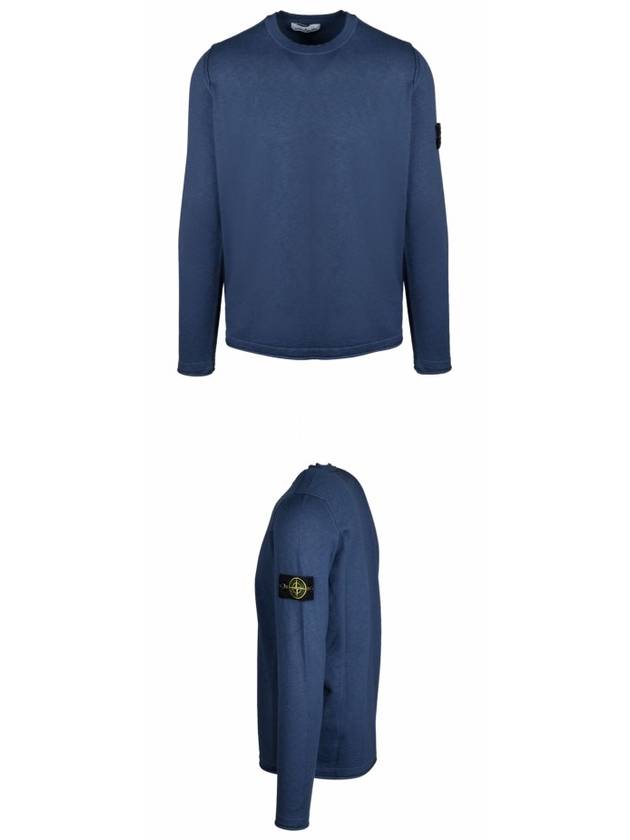 Men's Wappen Patch Round Neck Knit Top Dark Blue - STONE ISLAND - BALAAN 6