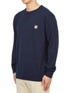 Fox Head Patch Regular Round Neck Pullover Knit Top Navy - MAISON KITSUNE - BALAAN 3