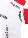Logo Socks White Red - ALEXANDER MCQUEEN - BALAAN.