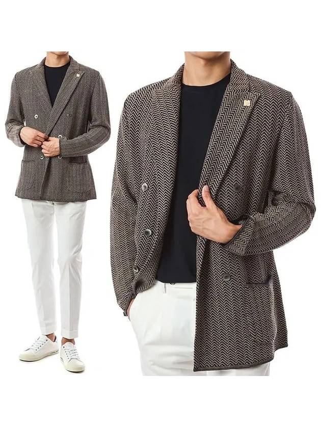 Flower boutonniere herringbone knit jacket EILJM57 EI54008 850BE - RVR LARDINI - BALAAN 1