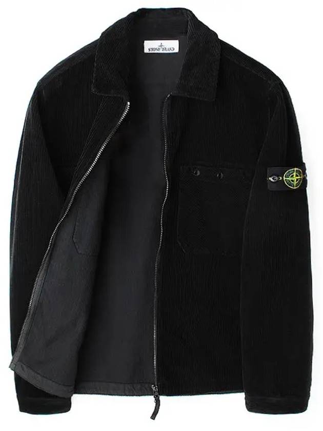 Organic Cotton Corduroy Zip-Up Jacket Black - STONE ISLAND - BALAAN 8