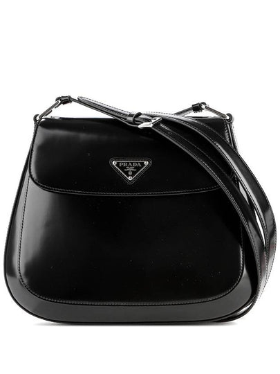 Cleo Brushed Leather Flap Shoulder Bag Black - PRADA - BALAAN 2