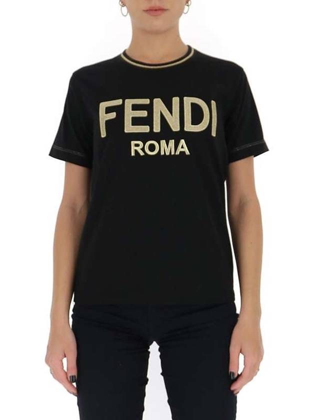 FS7254 Logo Short Sleeve T Shirt M Black - FENDI - BALAAN 8