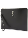 Monogram Silver Logo Clutch Bag Black - SAINT LAURENT - BALAAN 3