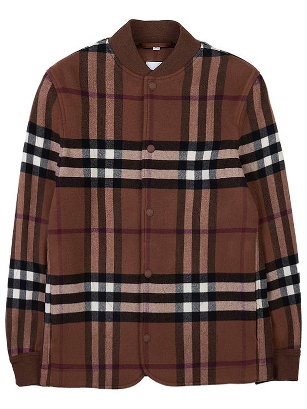 Quilted Check Wool Blend Bomber Jacket Dark Birch Brown - BURBERRY - BALAAN 10