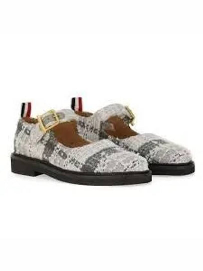 Tartan Check Tweed Ballerina Shoes Medium Grey - THOM BROWNE - BALAAN 2