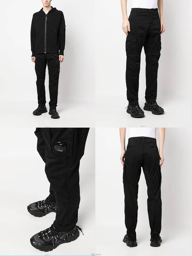 Lens Wappen Cargo Straight Pants Black - CP COMPANY - BALAAN 4