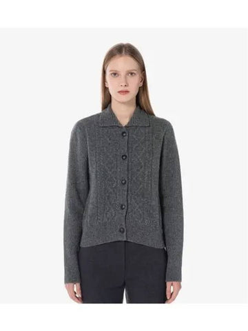 Women s cable crop cardigan charcoal gray - LACOSTE - BALAAN 1