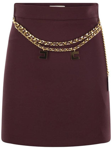 Stretch crepe miniskirt with belt - ELISABETTA FRANCHI - BALAAN 1