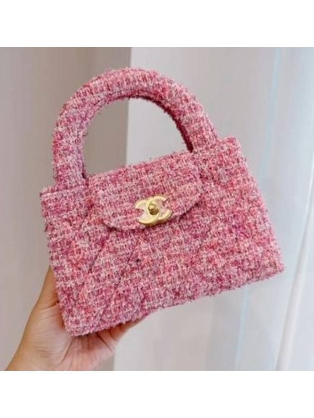 Mini Kelly Tweed Pink Chain Bag Shoulder Tote 2 Way AS4416 - CHANEL - BALAAN 5