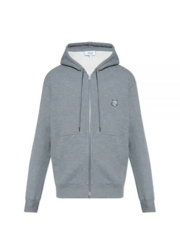 Bold Fox Head Patch Cotton Zip-Up Hoodie Grey - MAISON KITSUNE - BALAAN 2