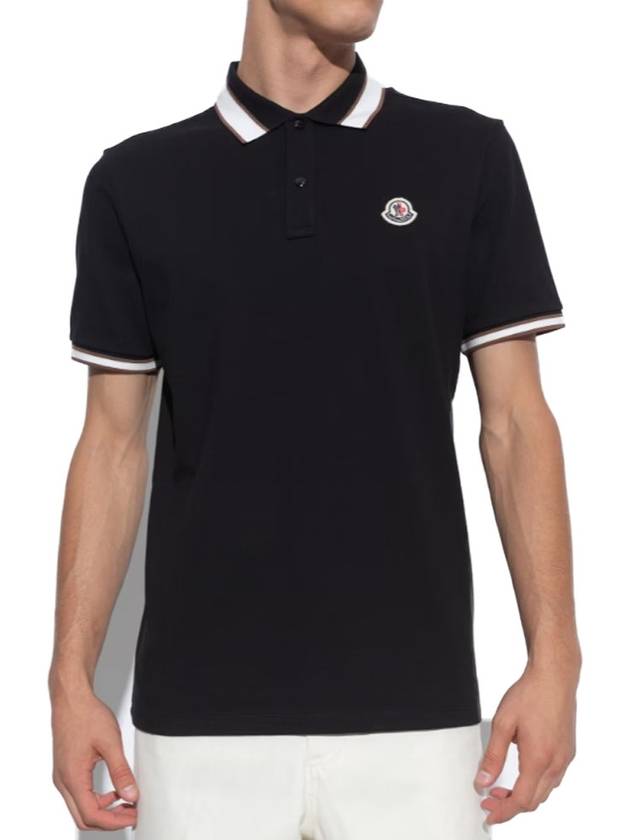 Logo Patch Polo Shirt Black - MONCLER - BALAAN 3