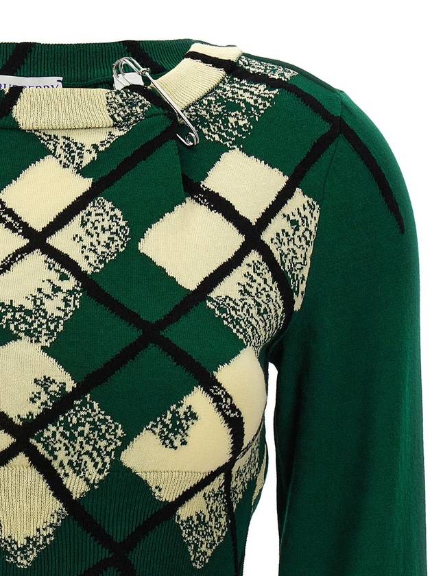 Argyle Fine Knit Cropped Knit Top Green - BURBERRY - BALAAN 4