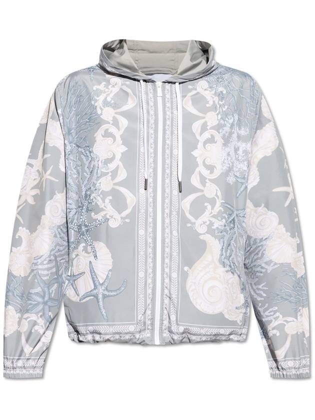 Barocco Print Zip-Up Hoodie Grey - VERSACE - BALAAN 2