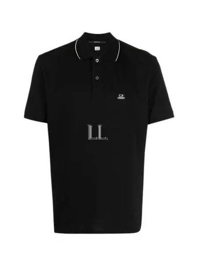 Men's Logo Patch Short Sleeve Polo Shirt Black - CP COMPANY - BALAAN 2