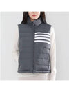 Women's Poly Twill 4 Bar Funnel Neck Down Padded Vest Medium Grey - THOM BROWNE - BALAAN 2