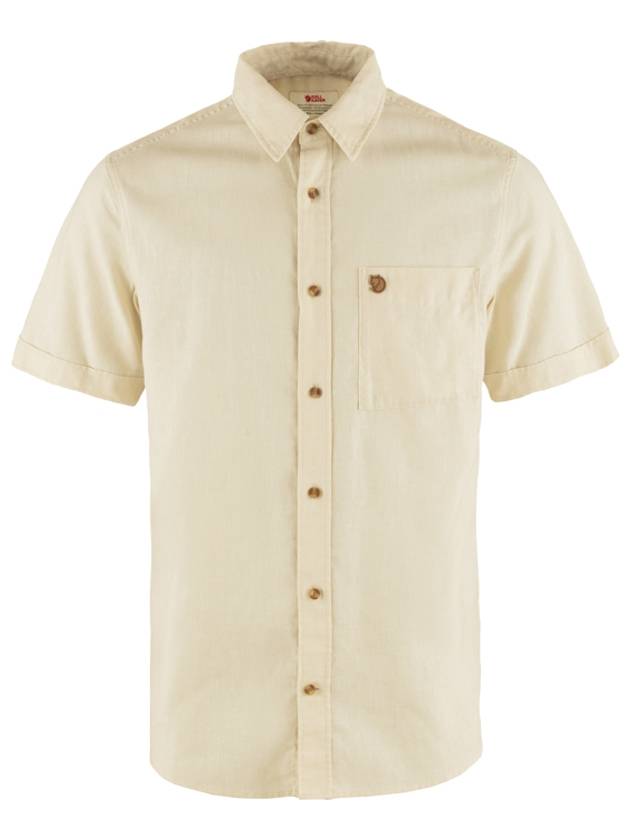 Men's Ovik Travel Short Sleeve Shirt Chalk White - FJALL RAVEN - BALAAN 1