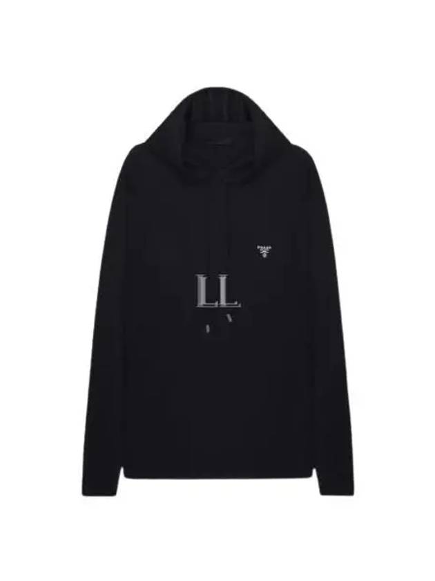 Silk Logo Hoodie Black - PRADA - BALAAN 2