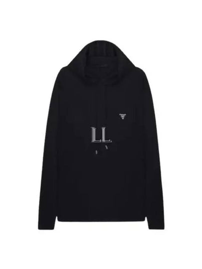 Silk Logo Hoodie Black - PRADA - BALAAN 2