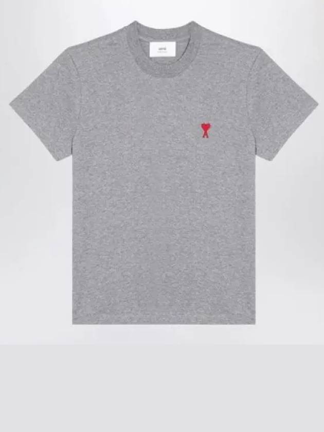 Small Heart Logo Short Sleeve T-Shirt Grey - AMI - BALAAN 2