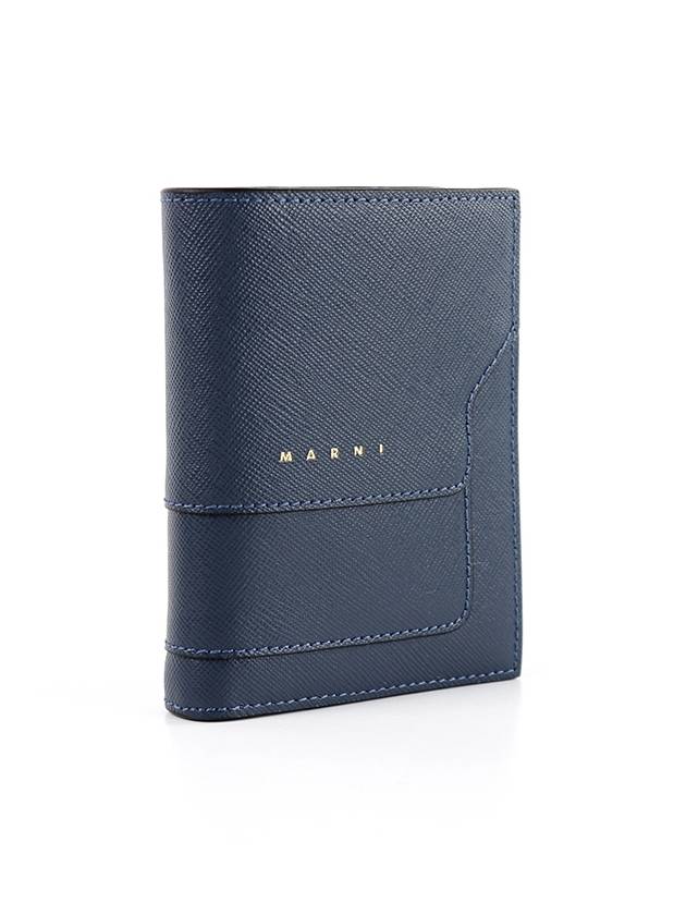 Saffiano Logo Half Wallet Navy - MARNI - BALAAN 4