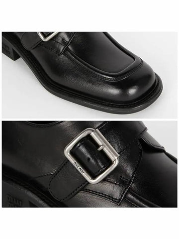 Leather Brogue Loafers Black - MIU MIU - BALAAN 6