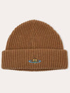 ORB Embroidered Logo Ribbed Knit Beanie Camel - VIVIENNE WESTWOOD - BALAAN 5