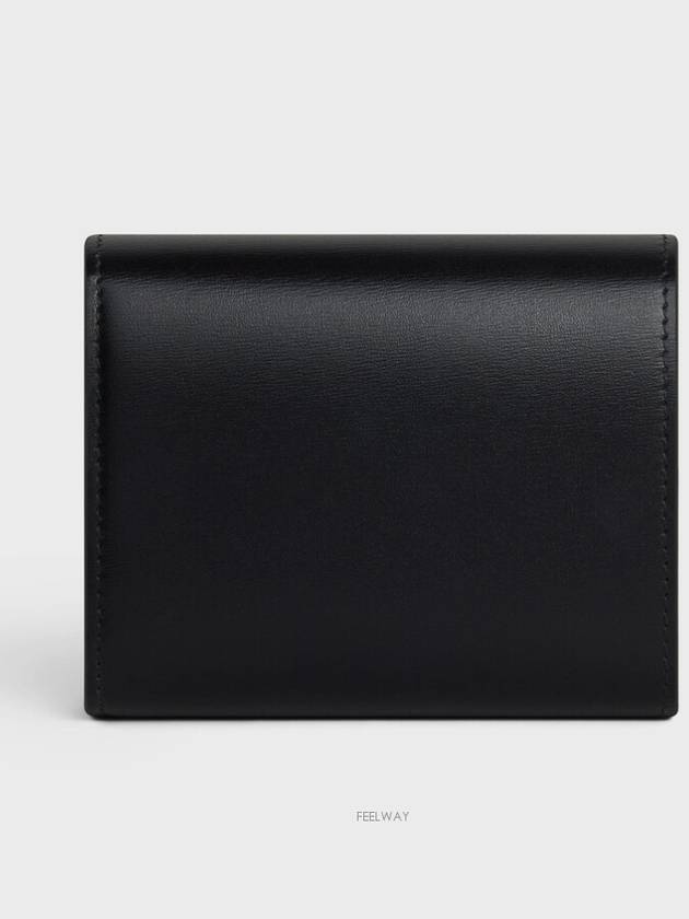 Shiny Triomphe Small Calfskin Half Wallet  Black - CELINE - BALAAN 6