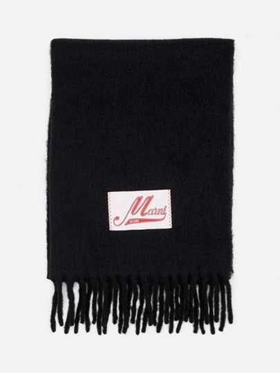 Logo Patch Knit Alpaca Muffler Black - MARNI - BALAAN 2