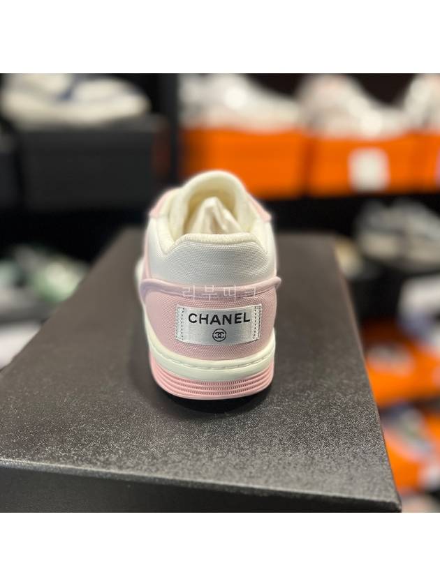 CC Logo Tennis Sneakers Pink White G37488 - CHANEL - BALAAN 4