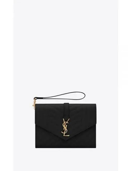 Matelasse Gold Logo Strap Clutch Bag Black - SAINT LAURENT - BALAAN 2